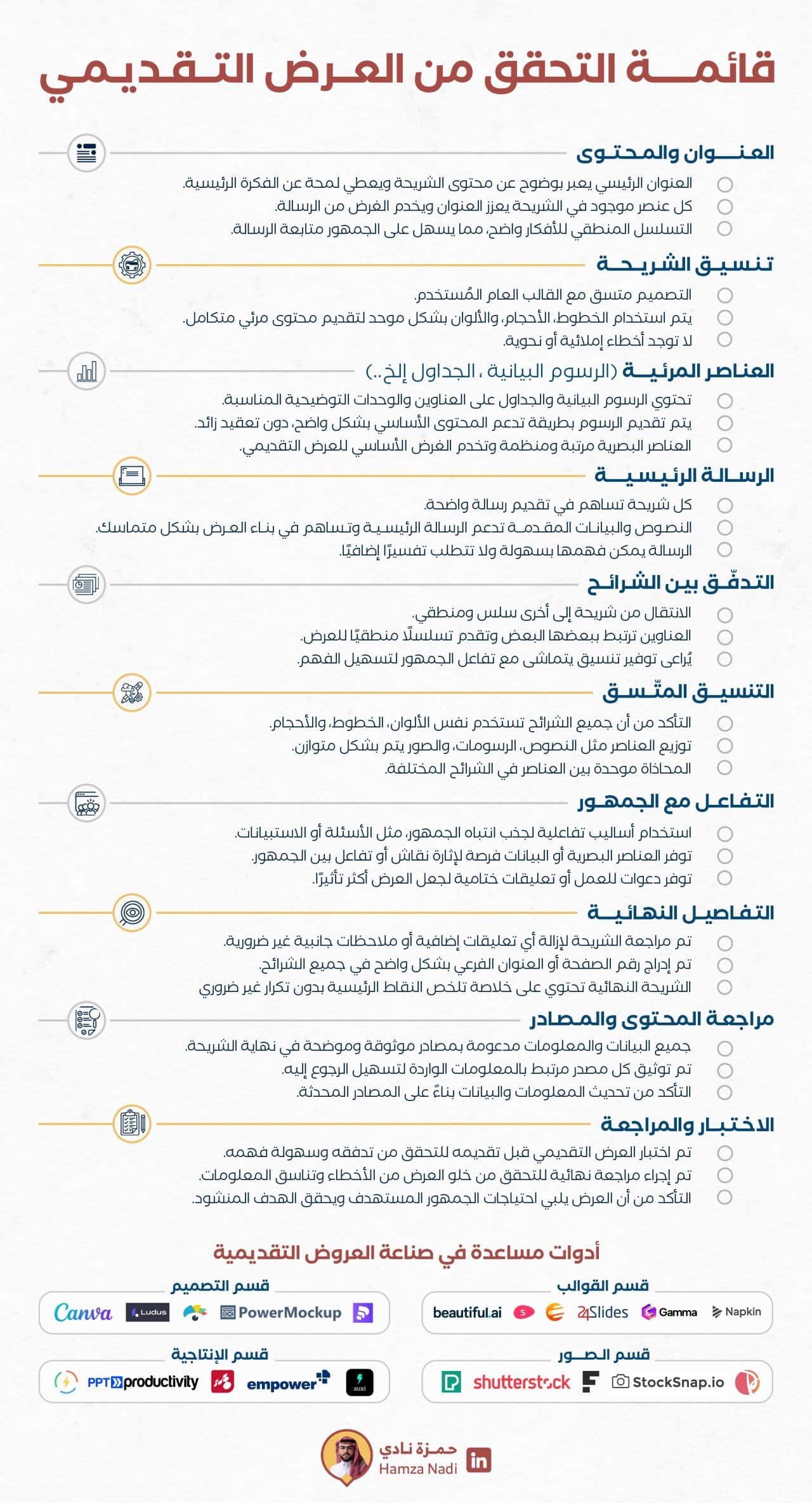 🗳️ قائمة تحقق العروض التقديمية 🗳️